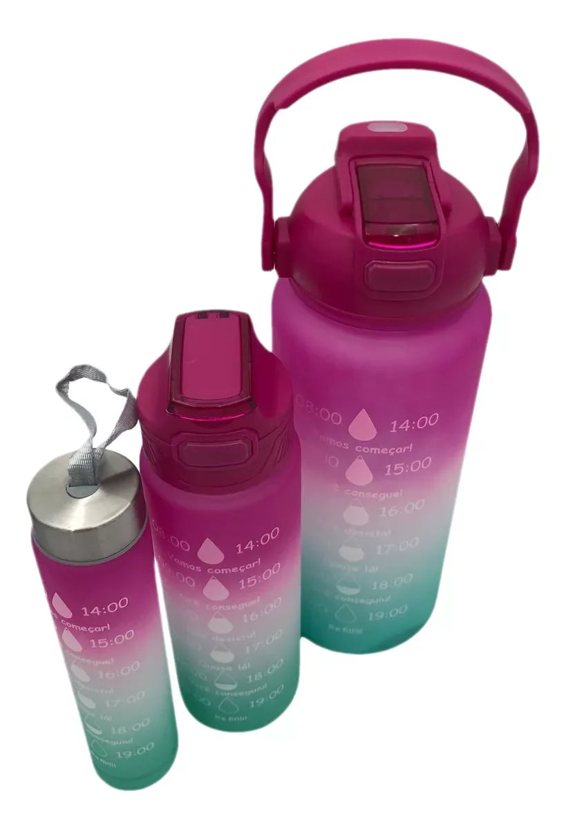 Kit C/ 3  GARRAFA MOTIVACIONAL - DIVERSAS CORES