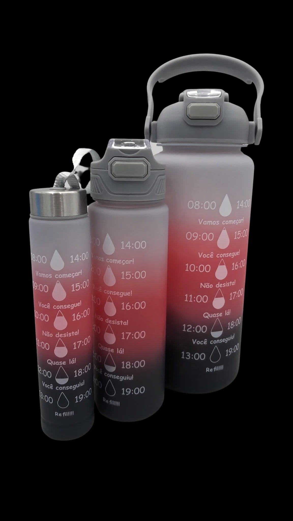 Kit C/ 3  GARRAFA MOTIVACIONAL - DIVERSAS CORES