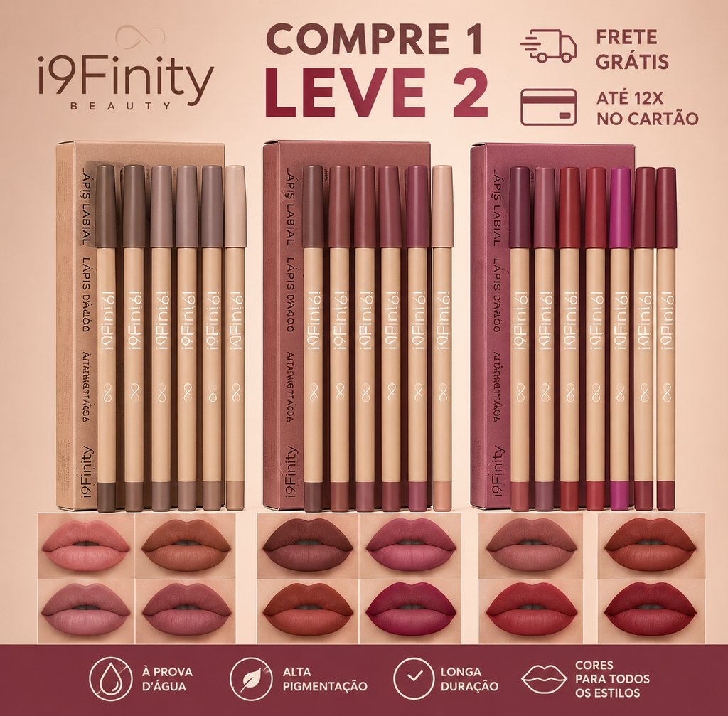 Lápis Delineador Labial Fosco Velvet – Kit com 6 Cores