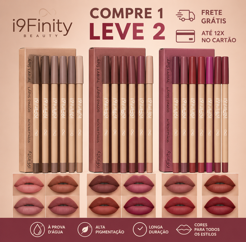 Lápis Delineador Labial Fosco Velvet – Kit com 6 Cores compre 1 leve 2 + Brinde