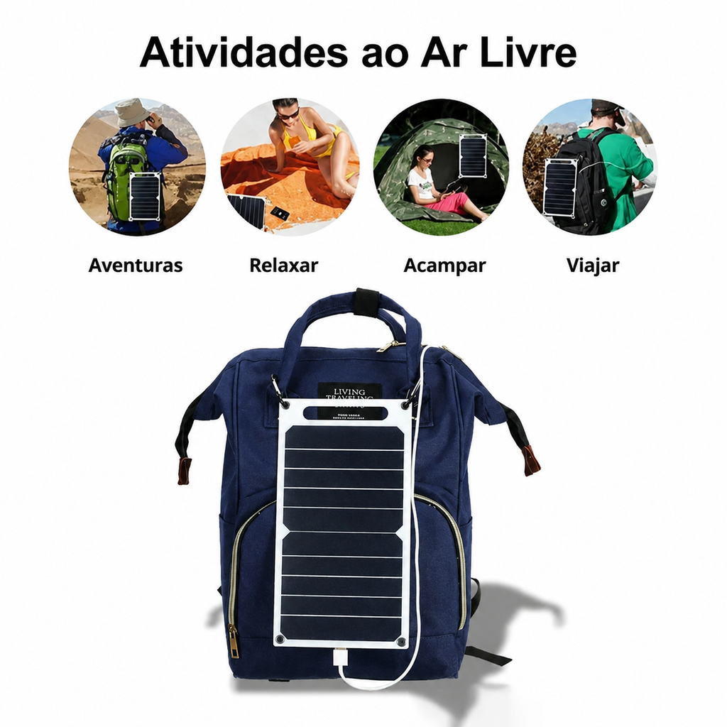 Kit de Painel Solar Portátil e Flexível 5V USB-C