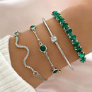Kit com 4 Pulseiras Femininas Premium Estilo Cobra com Pedras Brilhantes