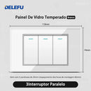 Tomada Inteligente Wi-Fi DELEFU com USB Duplo e USB-C – Vidro Temperado 10A e 20A