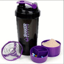 Garrafa shaker com recipiente de energia 2 camadas.
