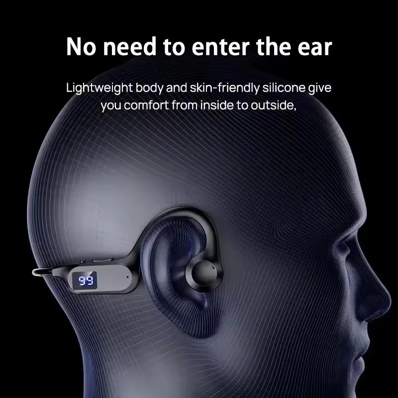 Fone de ouvido sem fio condução óssea esportivo