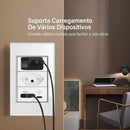 Tomada Inteligente Wi-Fi DELEFU com USB Duplo e USB-C – Vidro Temperado 10A e 20A