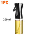 Borrifador de Óleo Premium 2 em 1 com spray de névoa fina e dosador, disponível em 200ml, 300ml e 500ml, ideal para Air Fryer, churrasco, saladas e preparo de alimentos.