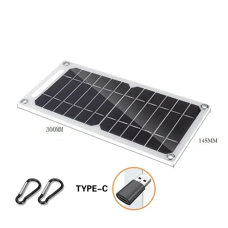 Kit de Painel Solar Portátil e Flexível 5V USB-C