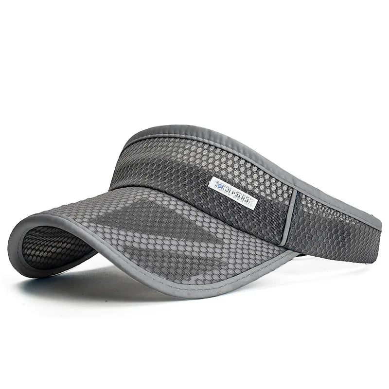 Bone esportivo ar livre sem topo, unissex com óculos de sol.