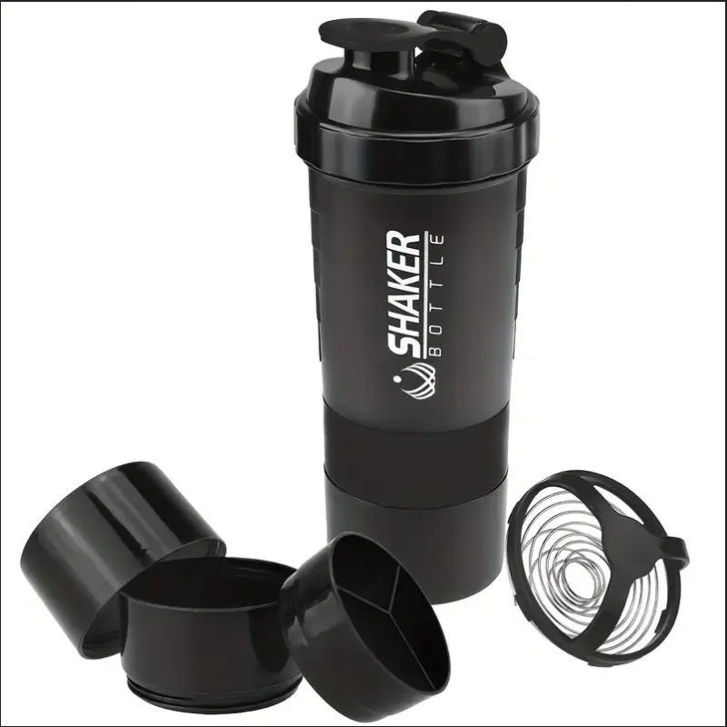 Garrafa shaker com recipiente de energia 2 camadas.