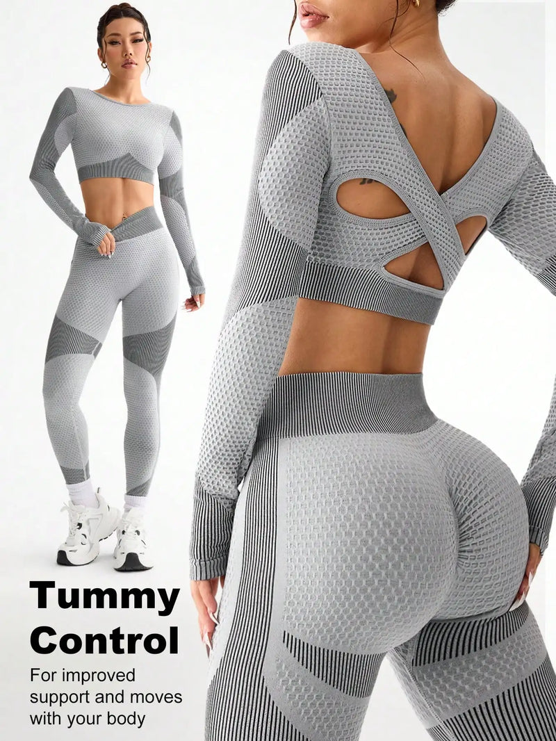 Conjunto de 2 peças de legging esportiva