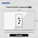 Tomada Inteligente Wi-Fi DELEFU com USB Duplo e USB-C – Vidro Temperado 10A e 20A