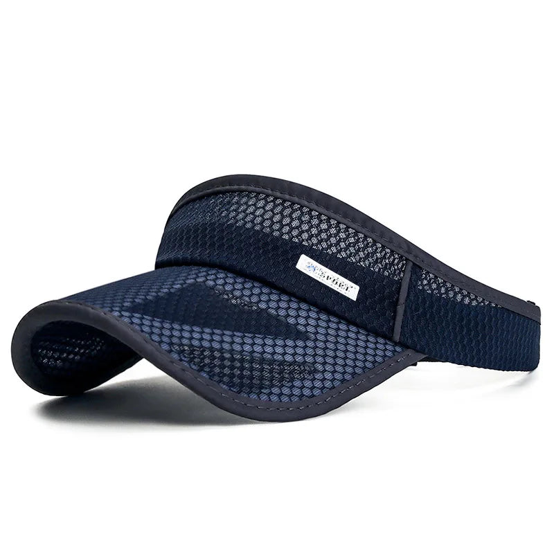 Bone esportivo ar livre sem topo, unissex com óculos de sol.