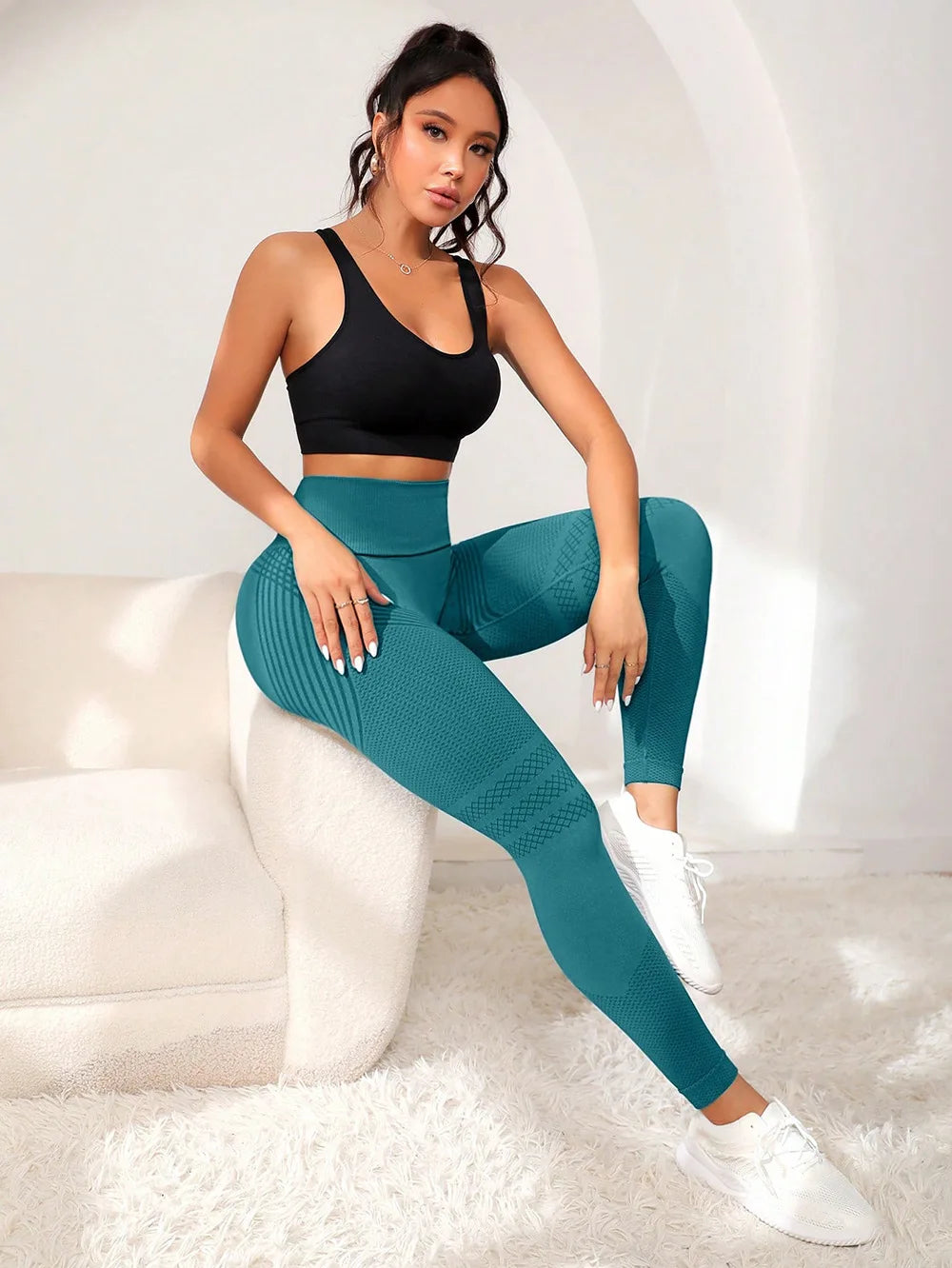 Calça elastica legging esportiva cintura alta