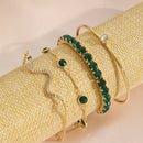 Kit com 4 Pulseiras Femininas Premium Estilo Cobra com Pedras Brilhantes