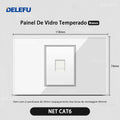 Tomada Inteligente Wi-Fi DELEFU com USB Duplo e USB-C – Vidro Temperado 10A e 20A