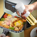 Borrifador de Óleo Premium 2 em 1 com spray de névoa fina e dosador, disponível em 200ml, 300ml e 500ml, ideal para Air Fryer, churrasco, saladas e preparo de alimentos.