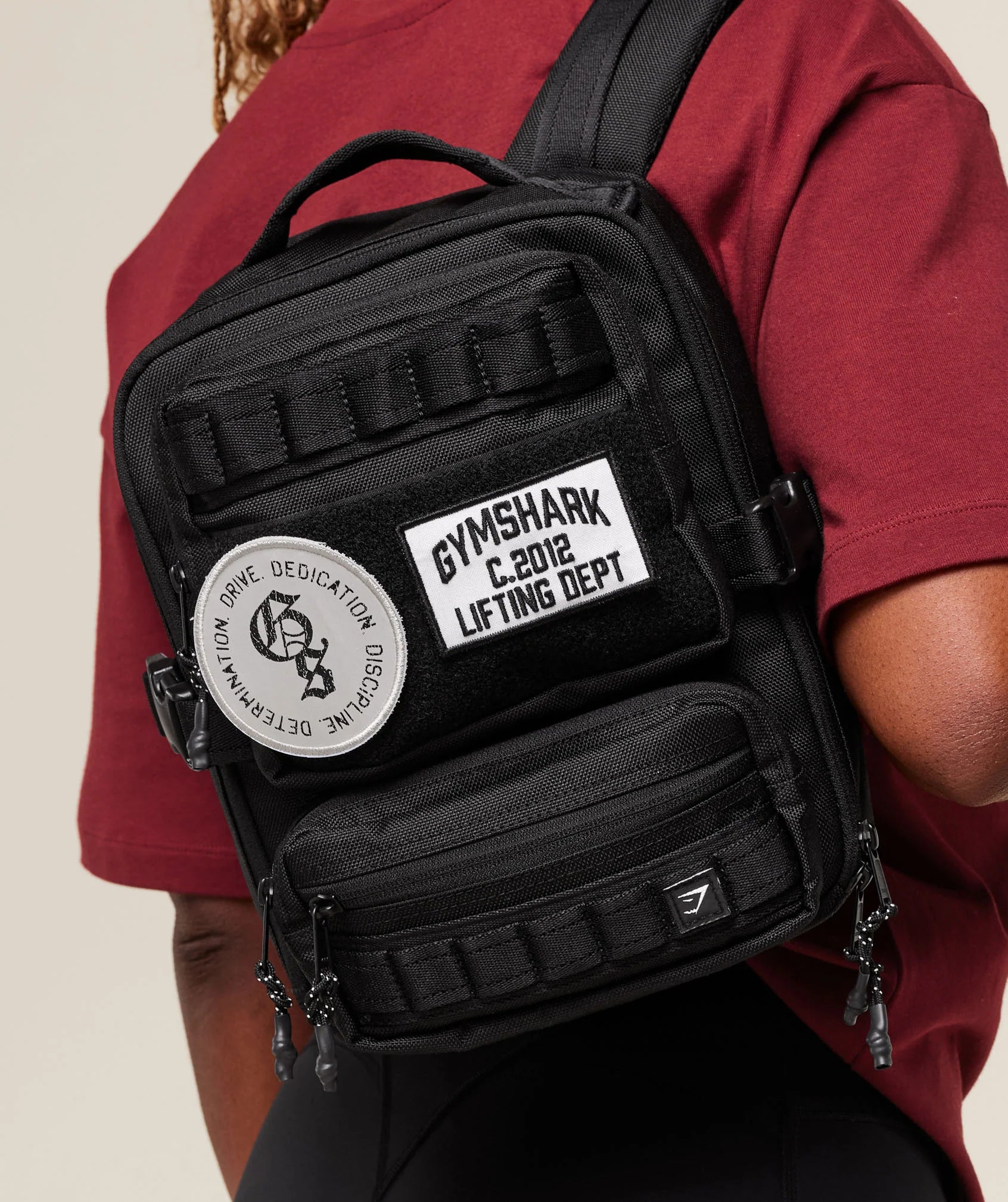 Mini mochila de academia com velcro de emblemas